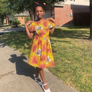 Girls African Ankara off shoulder dress